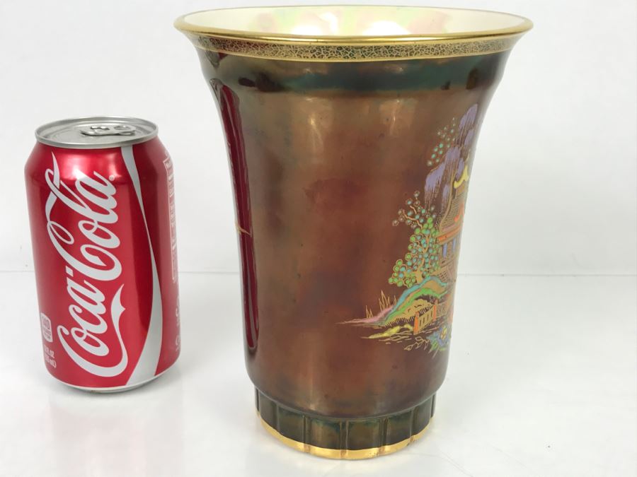 Vintage Crown Devon Porcelain Chinoiserie Vase Fieldings Stoke On Trent England [Photo 11]