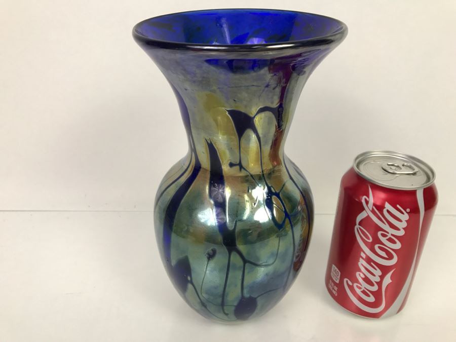 Stunning Signed Art Glass Vase M. Laird [Photo 3]