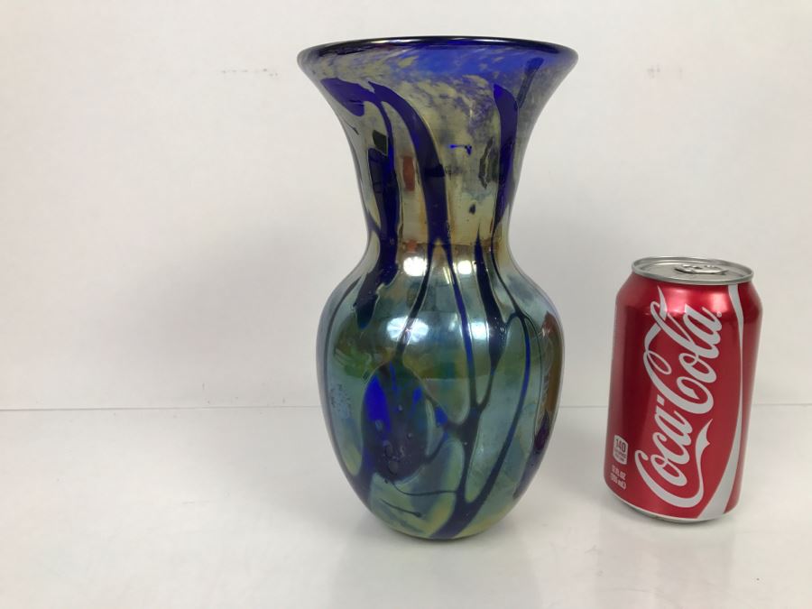 Stunning Signed Art Glass Vase M. Laird [Photo 7]