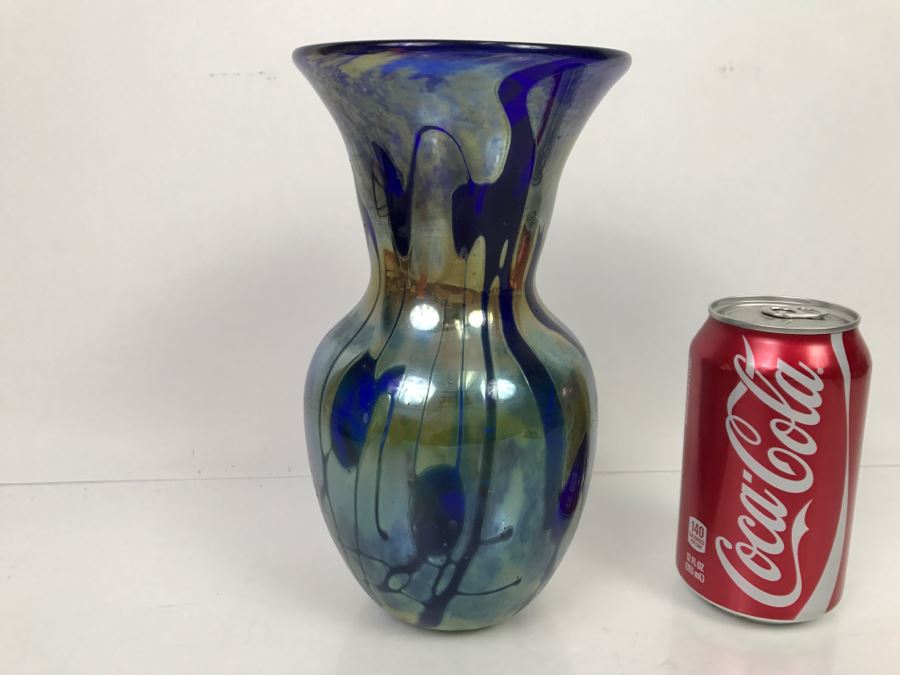 Stunning Signed Art Glass Vase M. Laird [Photo 6]