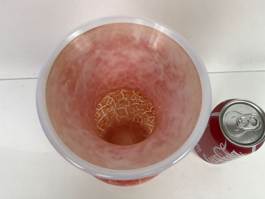 Signed Orange Art Glass Vase M. Laird [Photo 6]