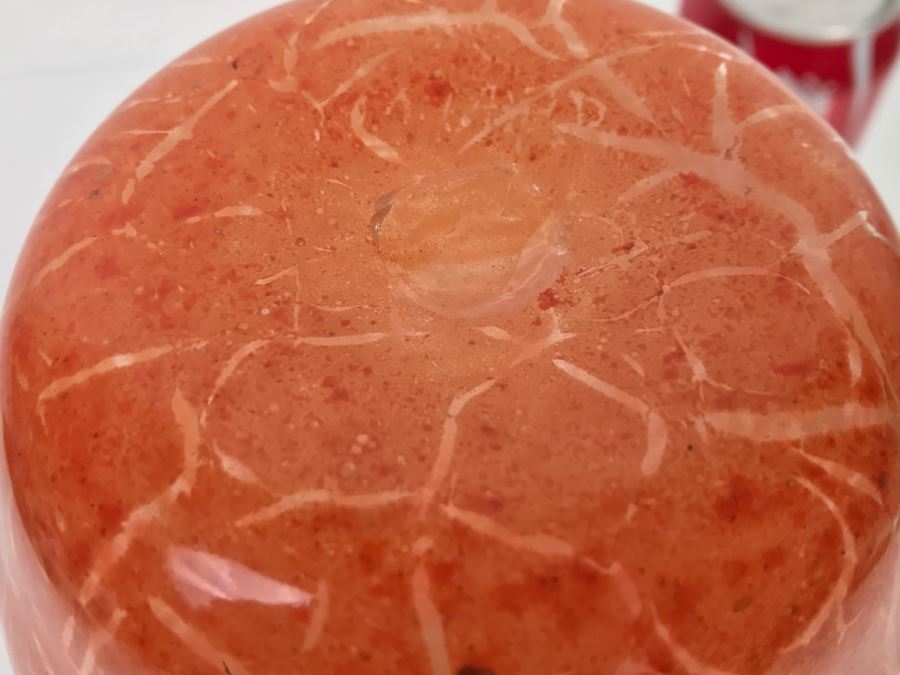 Signed Orange Art Glass Vase M. Laird [Photo 7]
