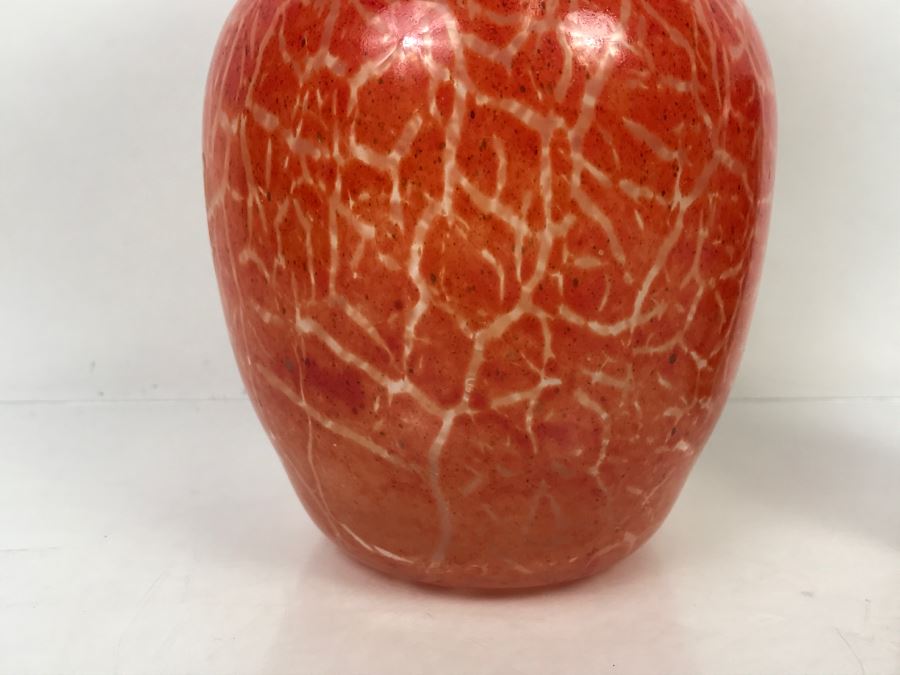 Signed Orange Art Glass Vase M. Laird [Photo 4]
