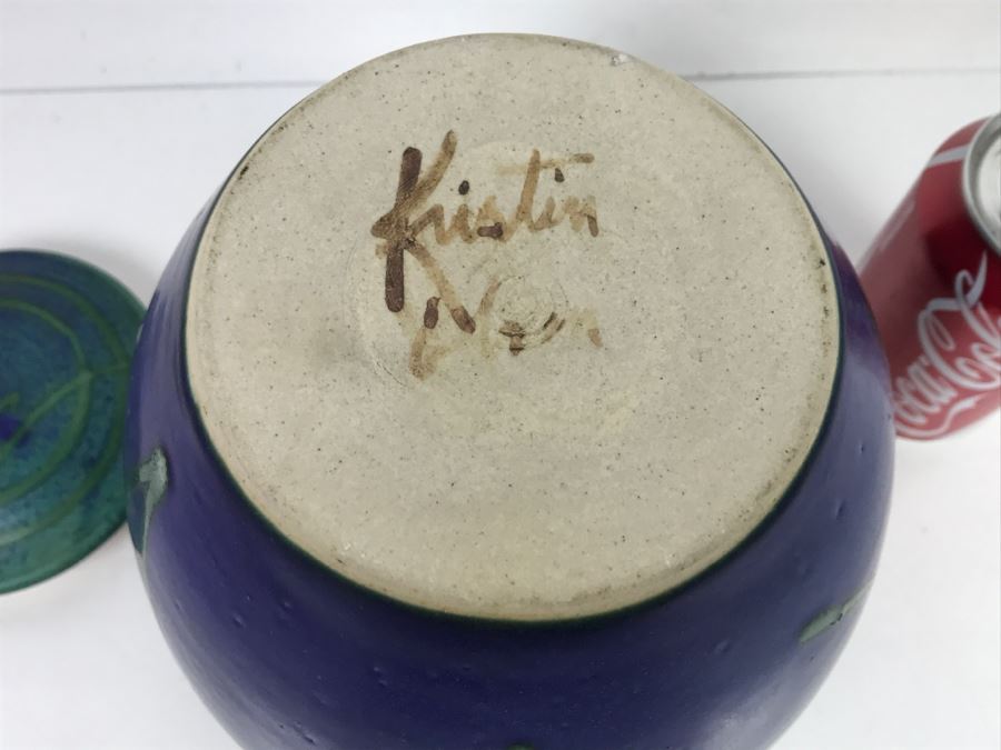 Signed Pottery Jar With Lid Kristin [Photo 11]