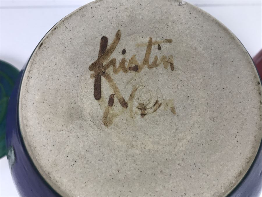 Signed Pottery Jar With Lid Kristin [Photo 12]