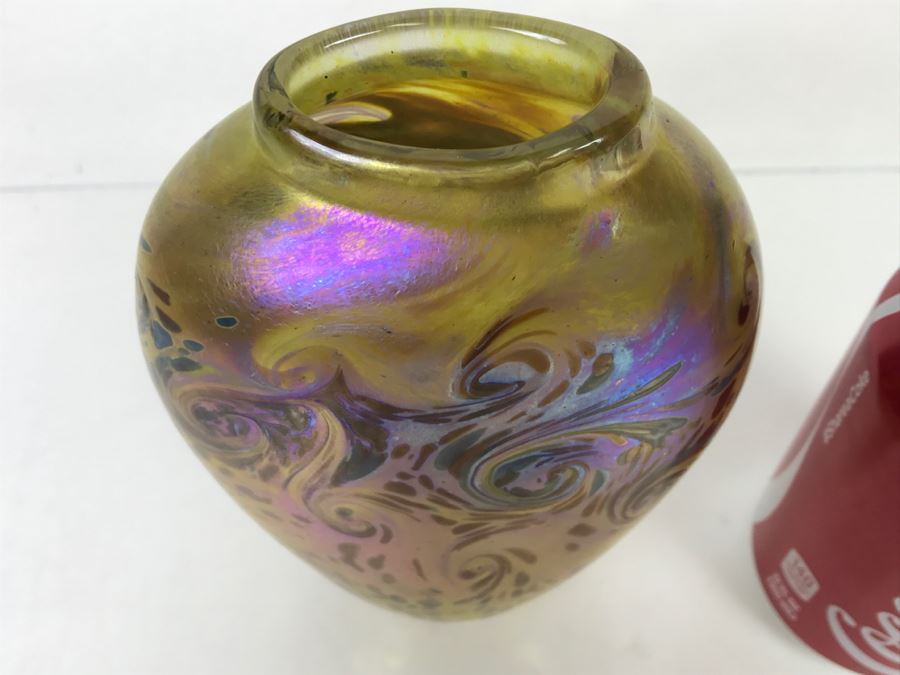 Signed Barry Farley Mercury Rising Studios Modern Studio Art Glass Vase California [Photo 3]