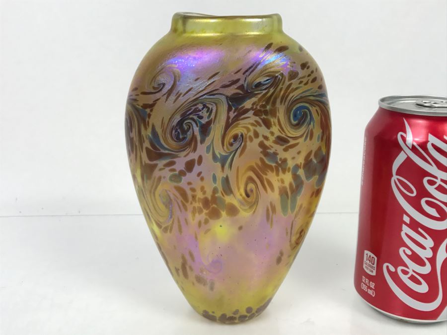 Signed Barry Farley Mercury Rising Studios Modern Studio Art Glass Vase California [Photo 7]