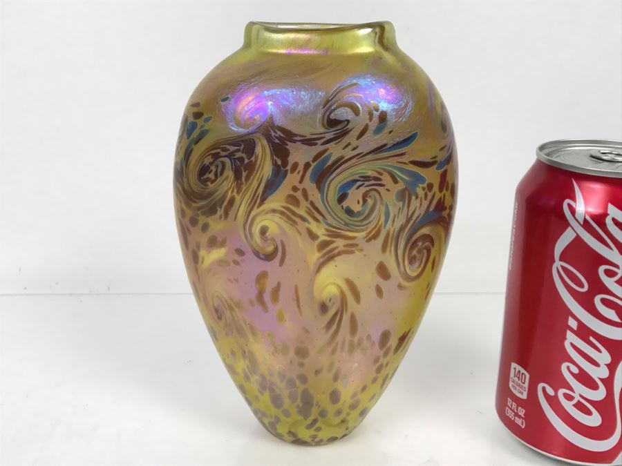 Signed Barry Farley Mercury Rising Studios Modern Studio Art Glass Vase California [Photo 2]