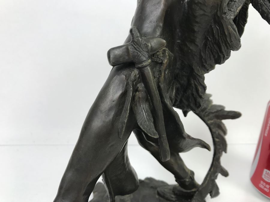 Vintage 1988 Franklin Mint FM Lincoln Fox Bronze Sculpture 'Starshooter' Depicts Native American Hunter Shooting Bow And Arrow At Sky [Photo 19]