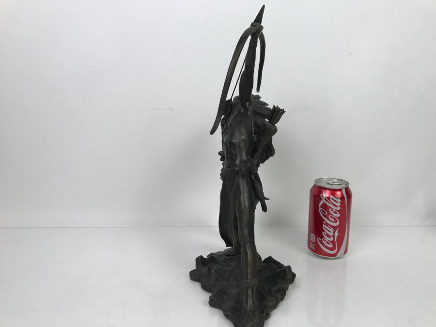 Vintage 1988 Franklin Mint FM Lincoln Fox Bronze Sculpture 'Starshooter' Depicts Native American Hunter Shooting Bow And Arrow At Sky [Photo 21]
