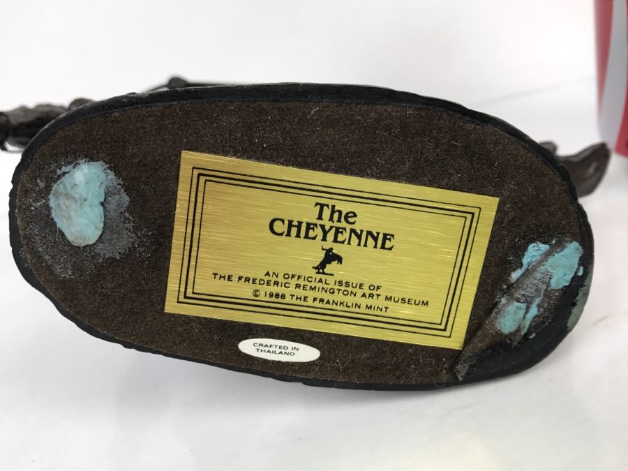 Vintage 1988 Franklin Mint Frederic Remington Bronze Sculpture Titled 'The Cheyenne' [Photo 13]