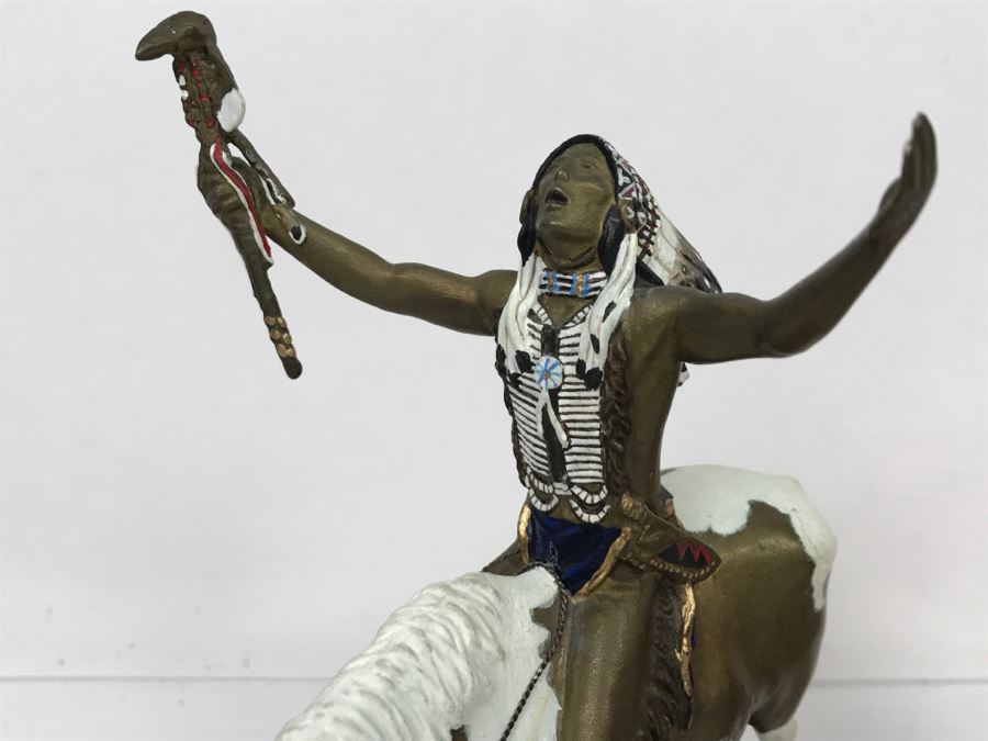 Vintage 1993 Hamilton Collection Painted Bronze Sculpture By Chuck Ren Titled 'Deliverance' [Photo 2]
