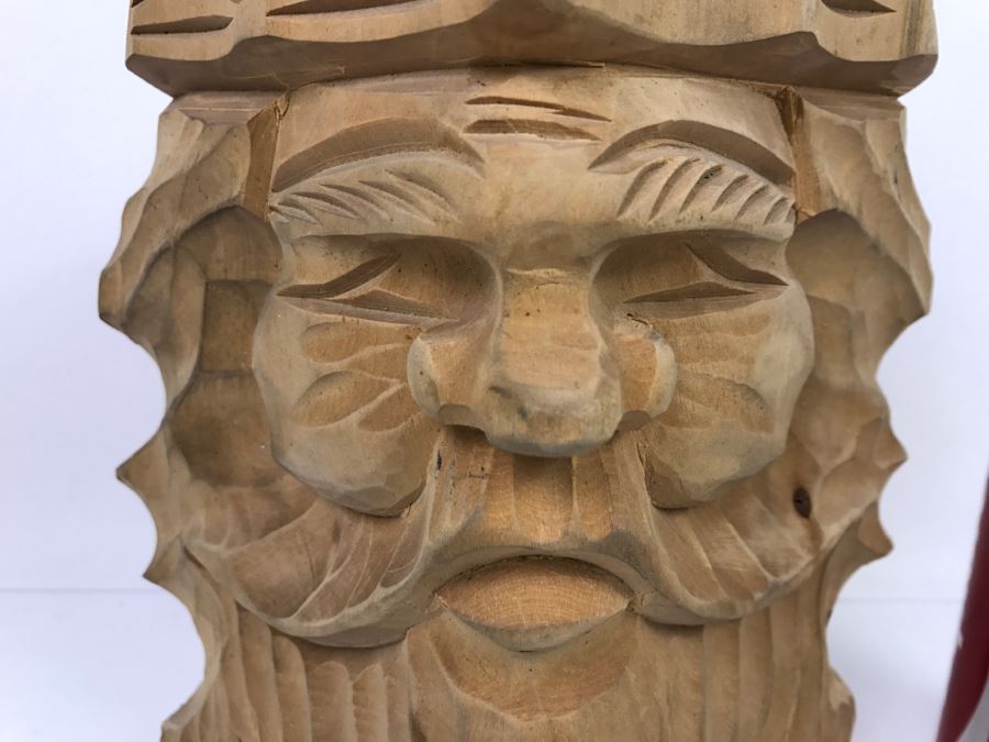 Signed Asian Wood Carved Sculpture Male Bust Aoyama [Photo 6]