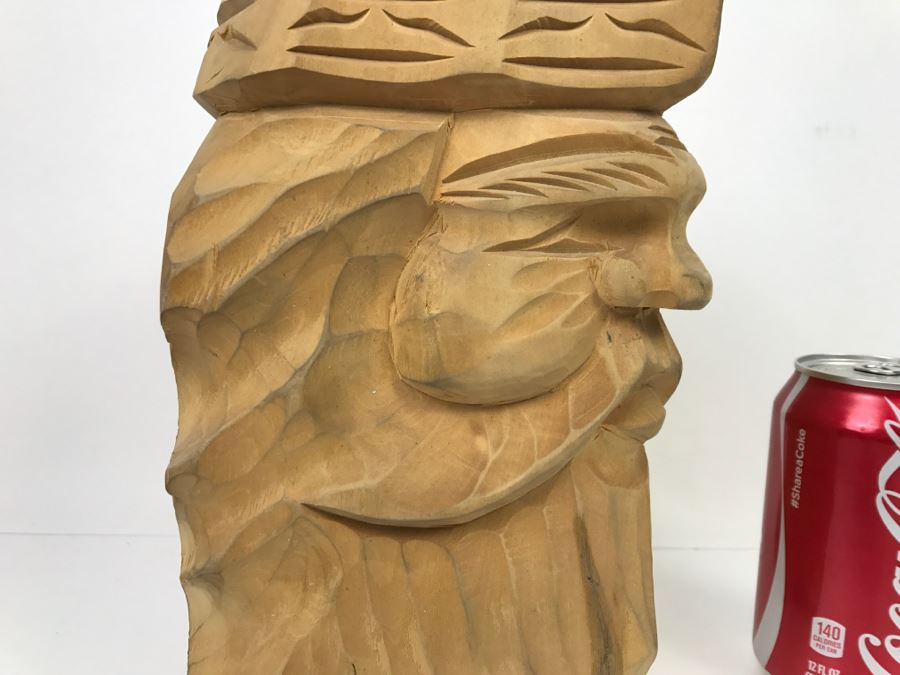 Signed Asian Wood Carved Sculpture Male Bust Aoyama [Photo 10]