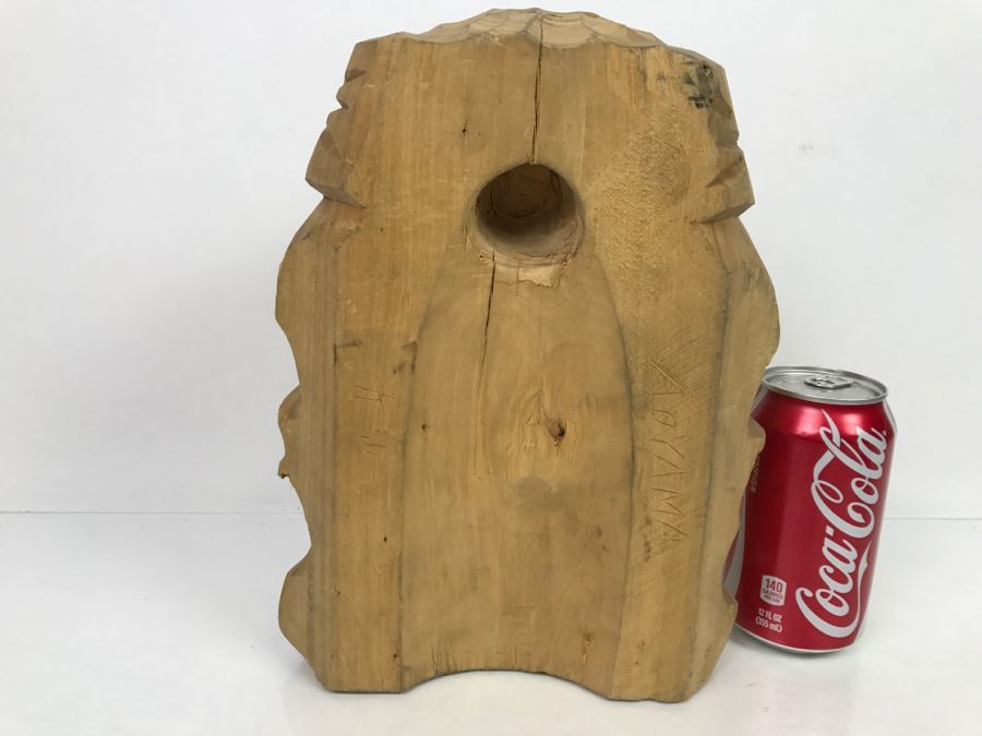 Signed Asian Wood Carved Sculpture Male Bust Aoyama [Photo 12]