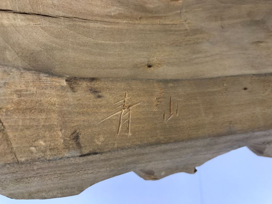 Signed Asian Wood Carved Sculpture Male Bust Aoyama [Photo 13]