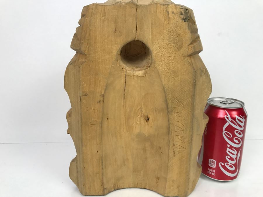 Signed Asian Wood Carved Sculpture Male Bust Aoyama [Photo 15]