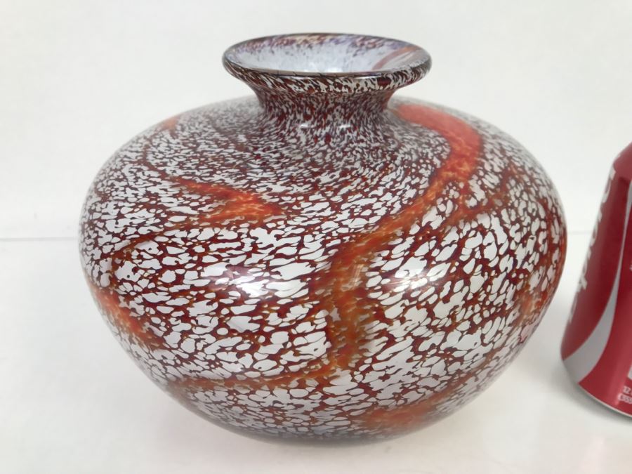 Signed Art Glass Vessel Vase [Photo 3]