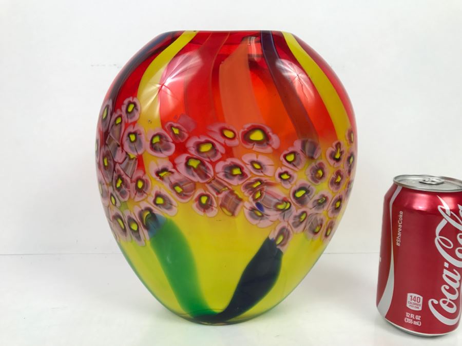 Colorful Millefiori Style Glass Vase