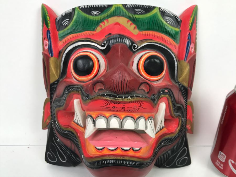 Colorful Hand Carved And Hand Painted Wooden Mask [Photo 2]
