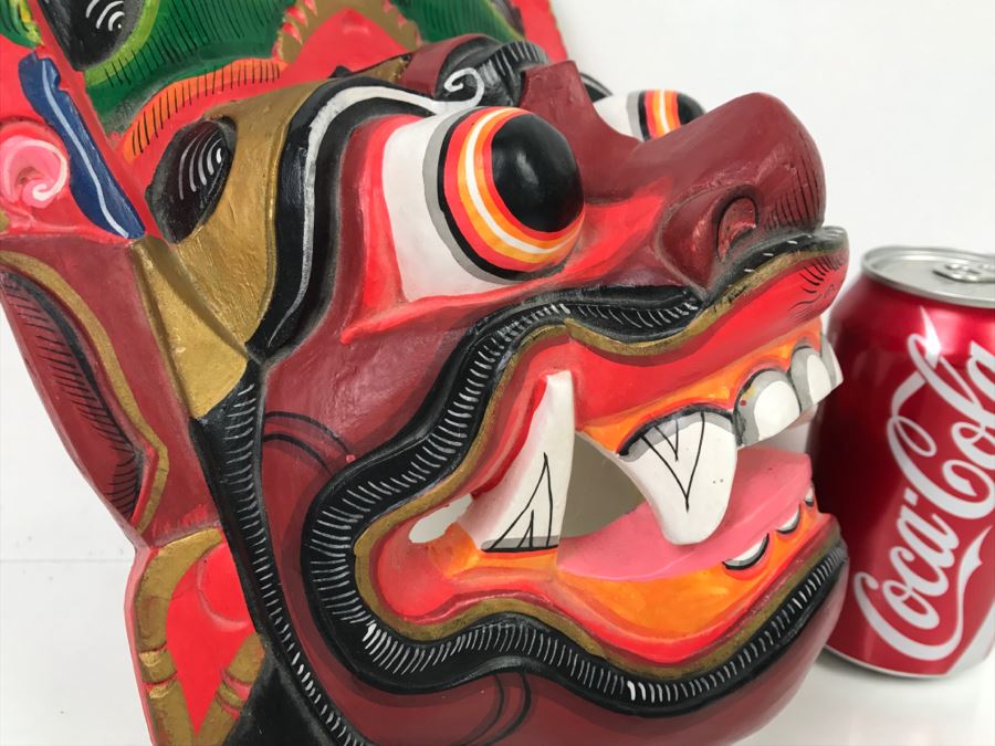 Colorful Hand Carved And Hand Painted Wooden Mask [Photo 7]
