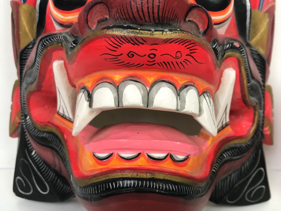Colorful Hand Carved And Hand Painted Wooden Mask [Photo 4]