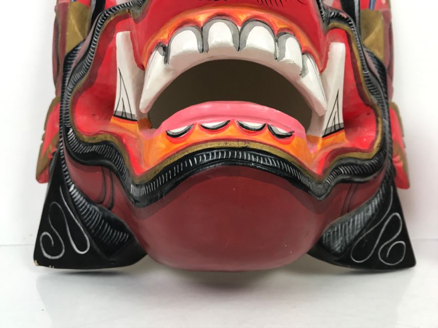 Colorful Hand Carved And Hand Painted Wooden Mask [Photo 5]