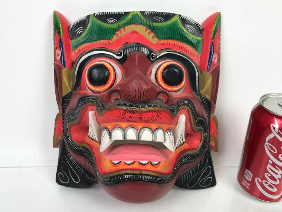 Colorful Hand Carved And Hand Painted Wooden Mask [Photo 1]