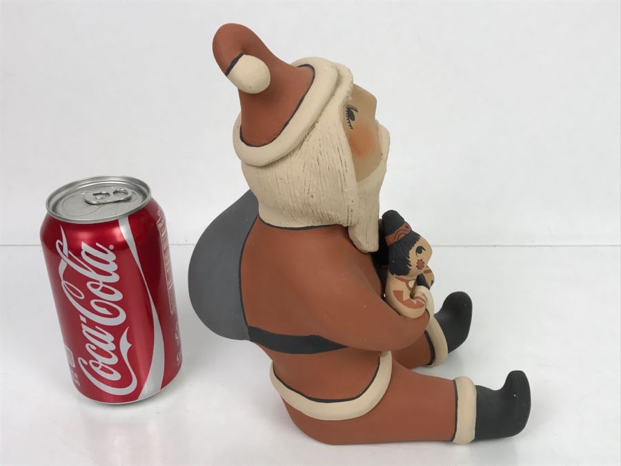 Signed E. Fragua Tsosie Jemez Pueblo American Indian Pottery Santa Claus Storyteller With 2 Children [Photo 13]