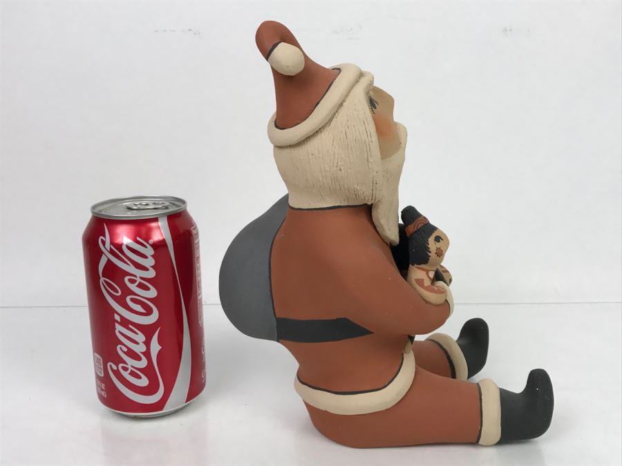 Signed E. Fragua Tsosie Jemez Pueblo American Indian Pottery Santa Claus Storyteller With 2 Children [Photo 12]