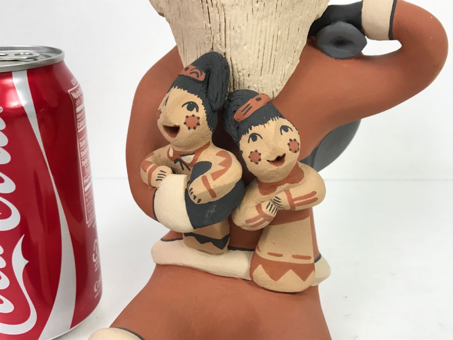 Signed E. Fragua Tsosie Jemez Pueblo American Indian Pottery Santa Claus Storyteller With 2 Children [Photo 5]
