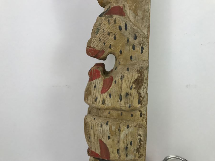 Old Carved Wooden Hand Painted Totem Pole Appears To Be From Pacific Northwest [Photo 14]
