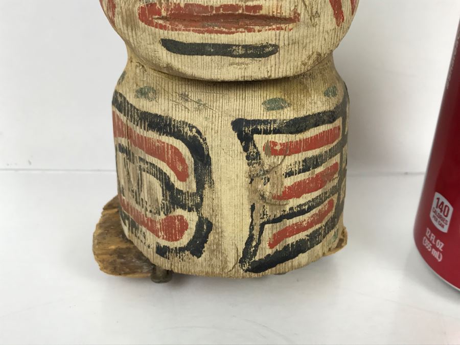 Old Carved Wooden Hand Painted Totem Pole Appears To Be From Pacific Northwest [Photo 11]
