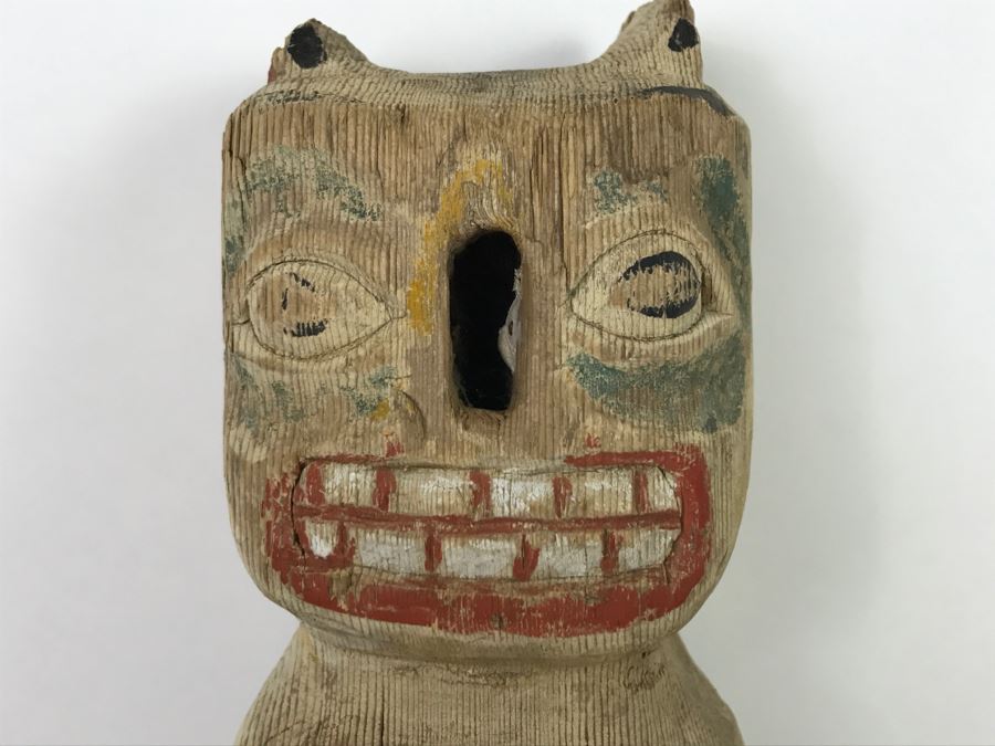 Old Carved Wooden Hand Painted Totem Pole Appears To Be From Pacific Northwest [Photo 6]