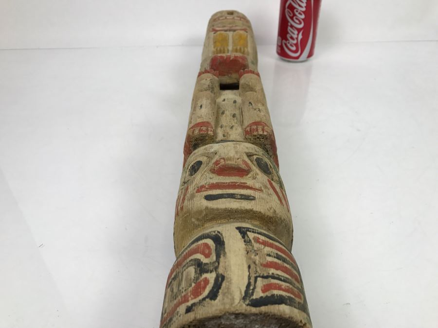 Old Carved Wooden Hand Painted Totem Pole Appears To Be From Pacific Northwest [Photo 20]