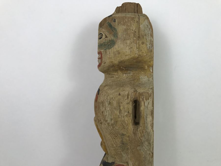 Old Carved Wooden Hand Painted Totem Pole Appears To Be From Pacific Northwest [Photo 24]