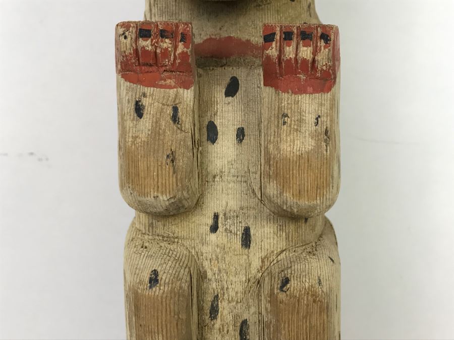 Old Carved Wooden Hand Painted Totem Pole Appears To Be From Pacific ...