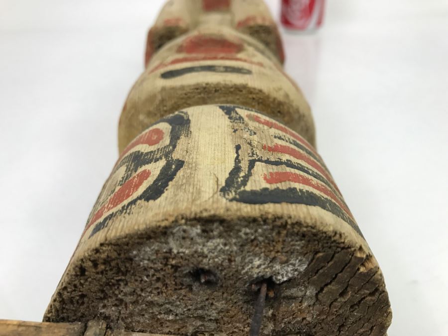 Old Carved Wooden Hand Painted Totem Pole Appears To Be From Pacific Northwest [Photo 19]