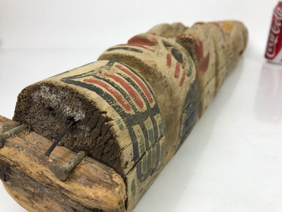Old Carved Wooden Hand Painted Totem Pole Appears To Be From Pacific Northwest [Photo 21]