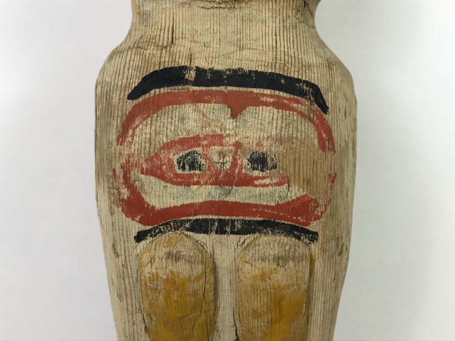 Old Carved Wooden Hand Painted Totem Pole Appears To Be From Pacific Northwest [Photo 7]
