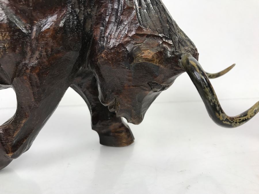Vintage Wooden Carved Bull Sculpture [Photo 12]