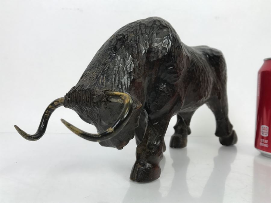 Vintage Wooden Carved Bull Sculpture [Photo 5]