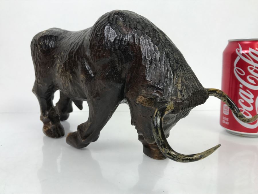 Vintage Wooden Carved Bull Sculpture [Photo 9]
