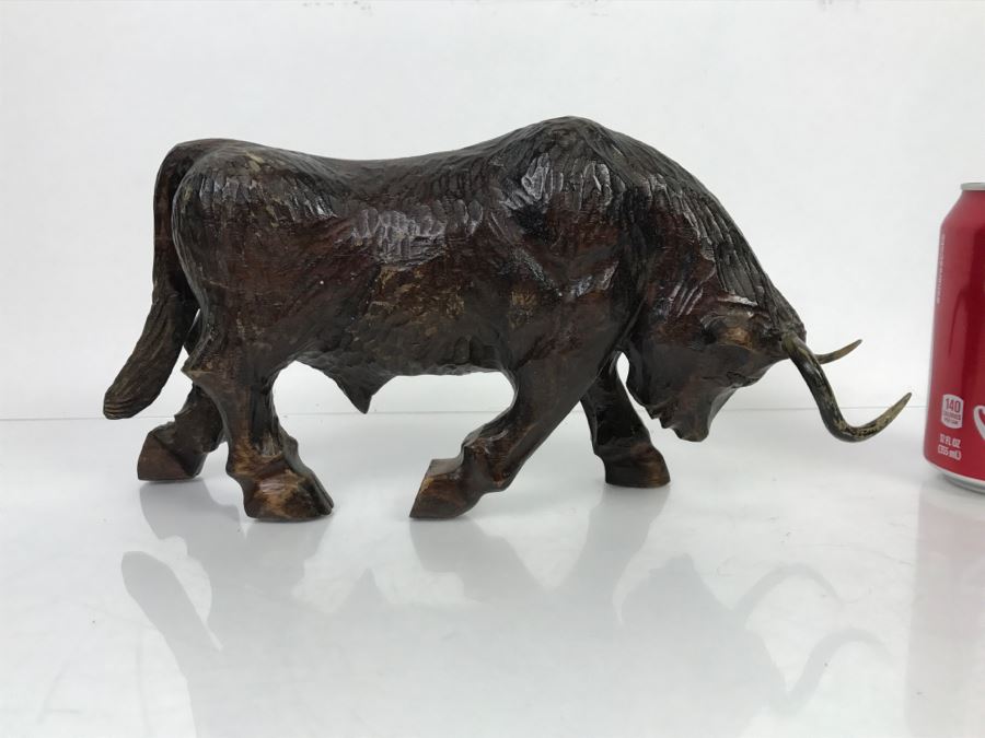 Vintage Wooden Carved Bull Sculpture [Photo 10]