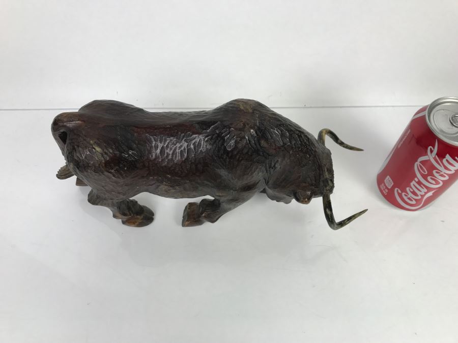 Vintage Wooden Carved Bull Sculpture [Photo 11]