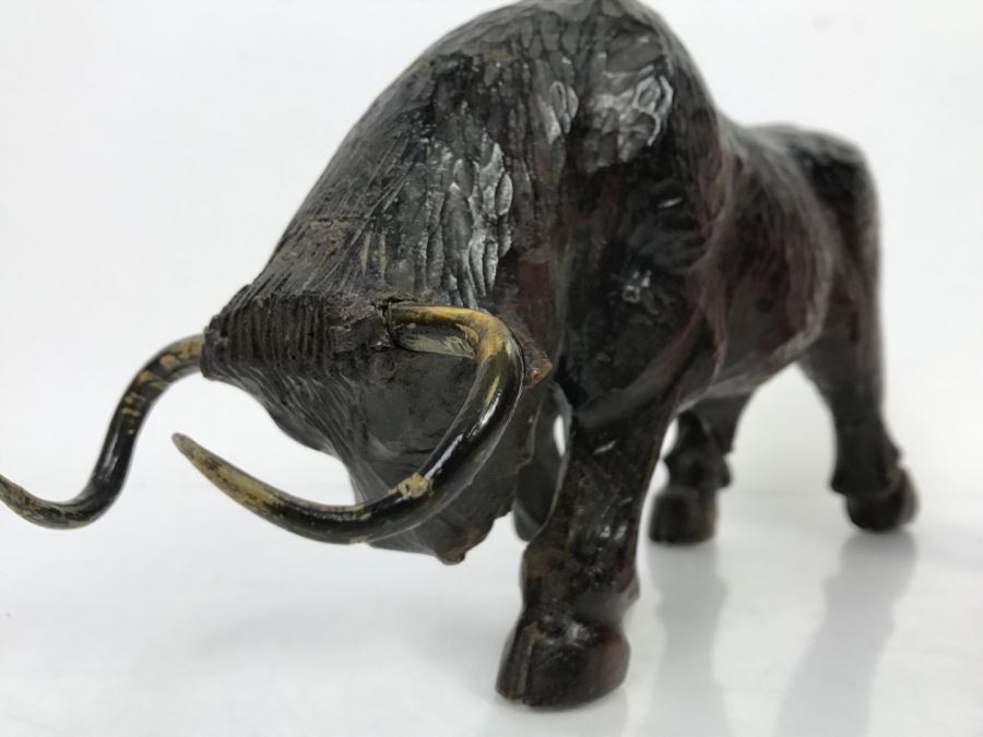 Vintage Wooden Carved Bull Sculpture [Photo 6]