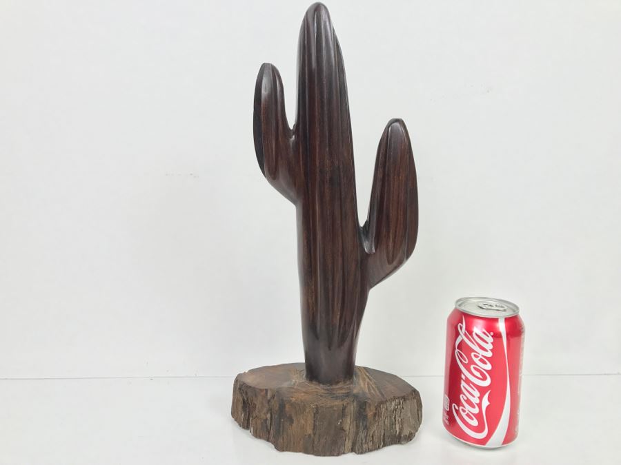 Vintage Carved Ironwood Cactus Wood Carving Sculpture [Photo 1]