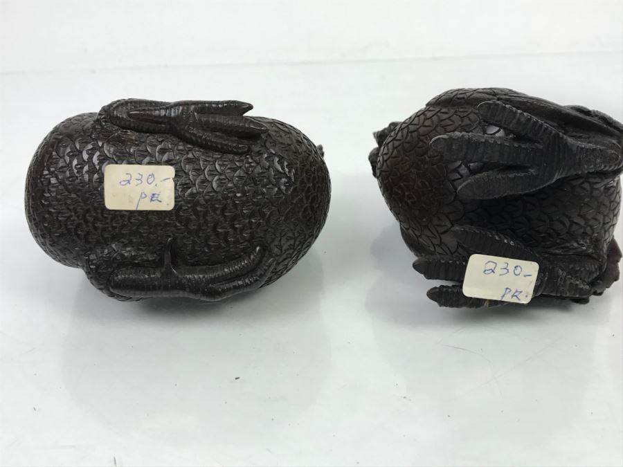 Pair Of Well Executed Wood Carving Sculptures Of A Rooster And Hen (See Photos) [Photo 28]