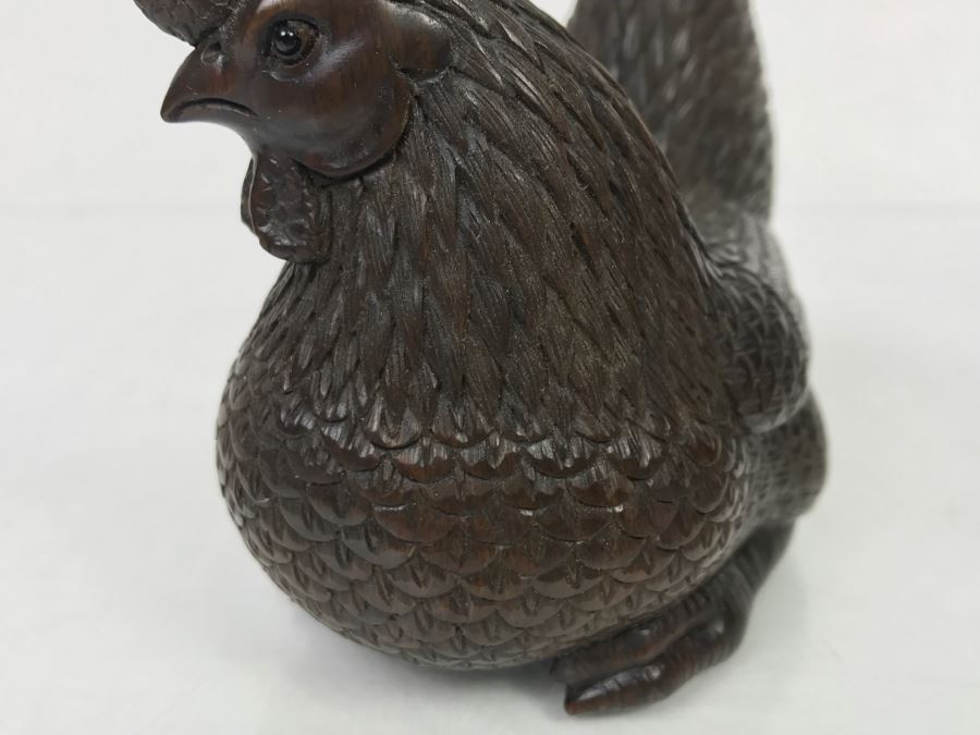 Pair Of Well Executed Wood Carving Sculptures Of A Rooster And Hen (See Photos) [Photo 18]