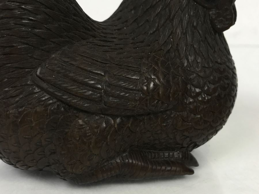 Pair Of Well Executed Wood Carving Sculptures Of A Rooster And Hen (See Photos) [Photo 15]